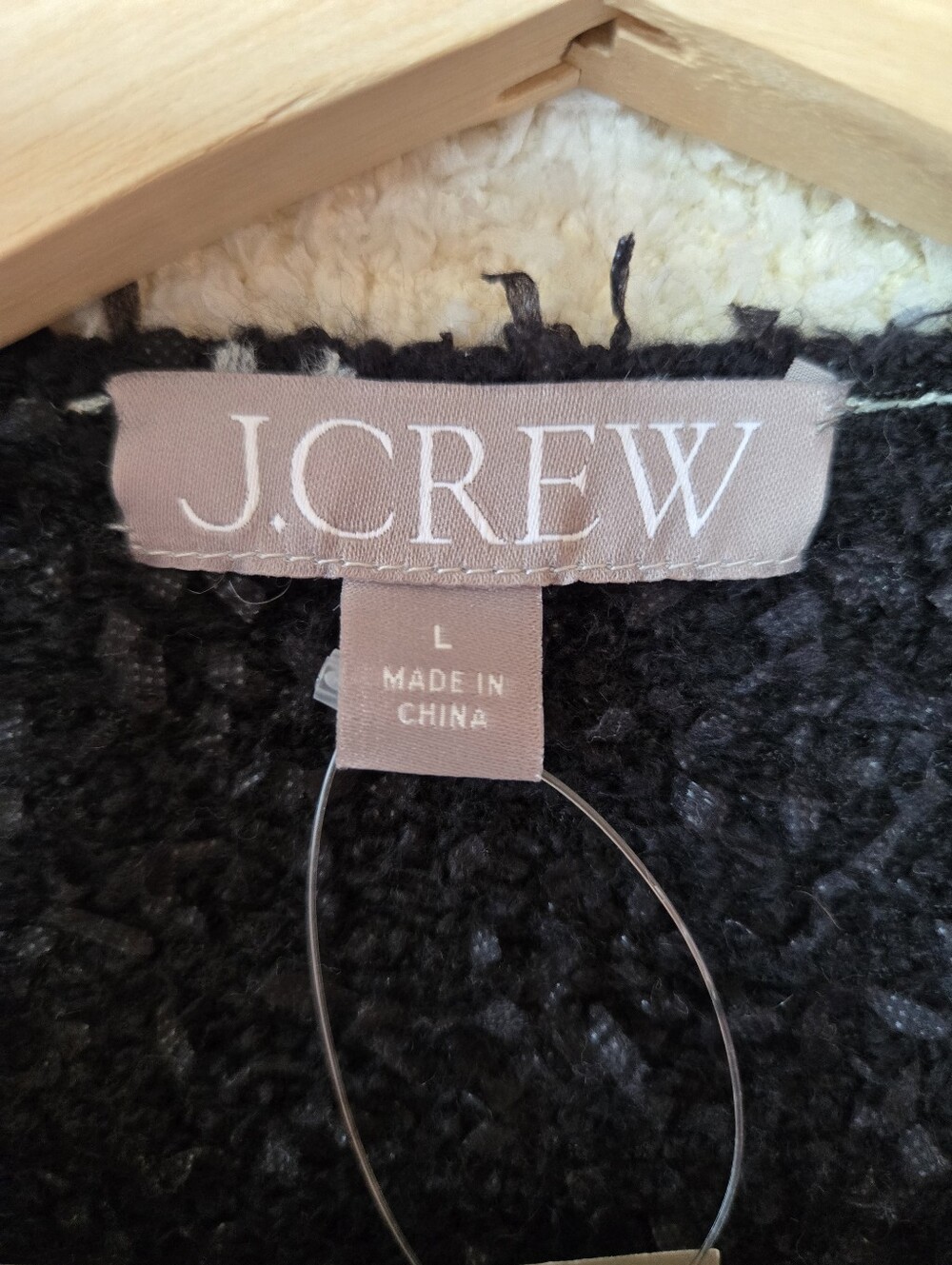 NWT J CREW Longer sweater lady jacket in textured contrast yarn, Gold Buttons, L - Picture 4 of 8